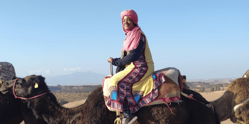 Camel ride in the atlas mountains