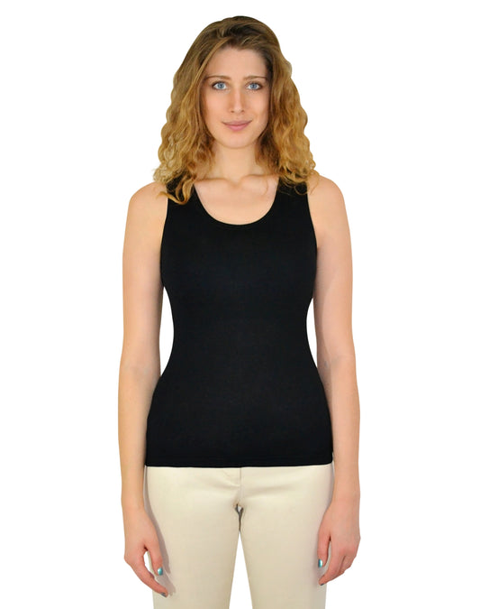 Full Coverage Black Fuller Bust Friendly Tank Top - Exclusively Kristen